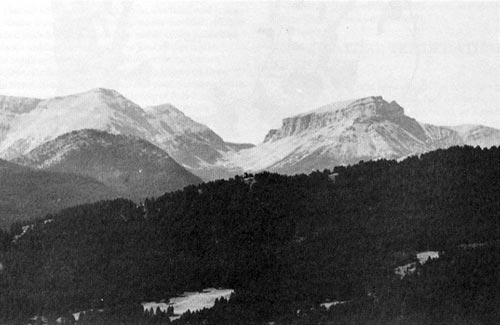 Photo looking southwest across Smith Creek toward Crown Mountain before fire.